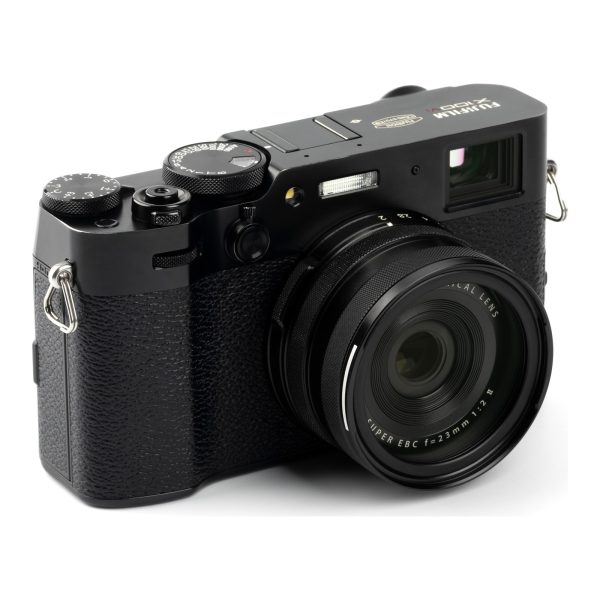Black Fujifilm X100 with the NiSi NC UV 49MAG Adapter in place of the trim ring